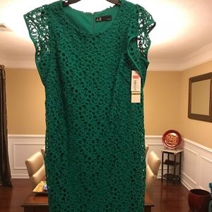 NWT Jungle Green Crochet Dress by Leslie Fay